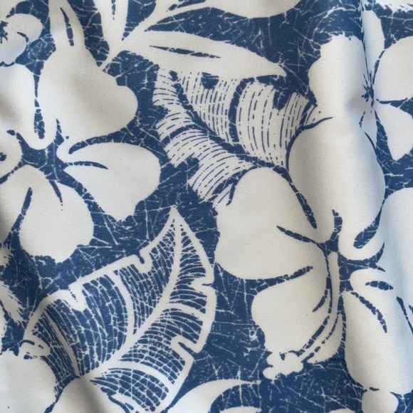 Gossip juniors one piece blue and white tropical print swimsuit with coral trim - Picture 3 of 9